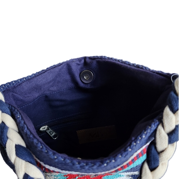 America & Beyond Aztec Multi-color Crossbody Bag | Woven | Blue, Red, White NWT - Picture 6 of 11